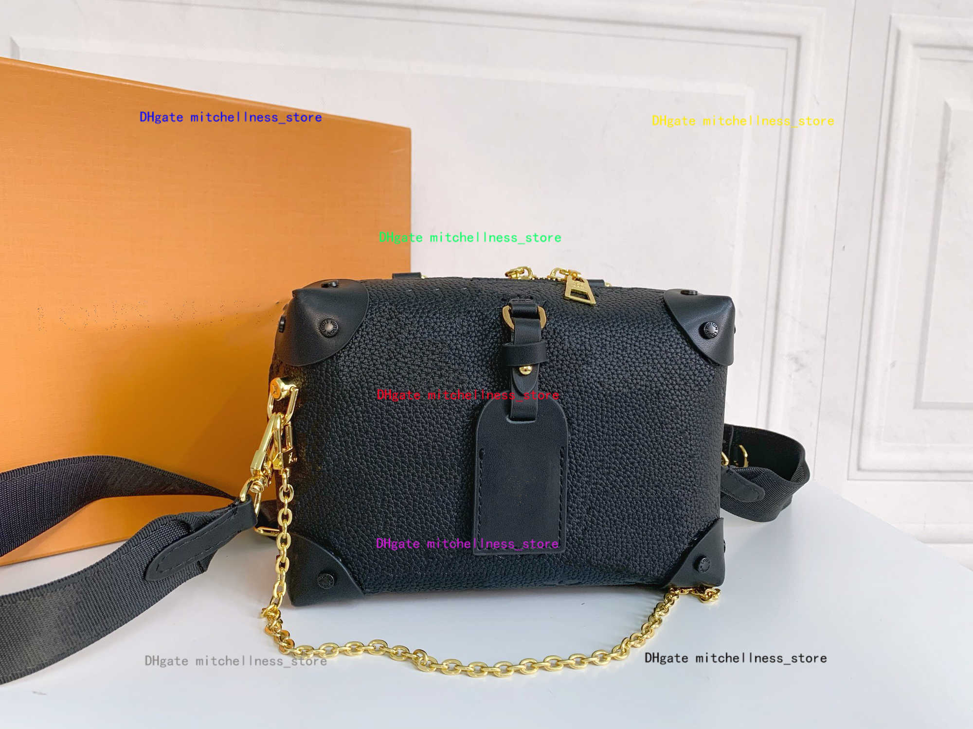 

High Quality Luxurys Designers Bags Handbags Women Messenger Handbag Petite Malle Souple MonogramsChain Square Soft Box Shoulder Crossbody, Black#m56319