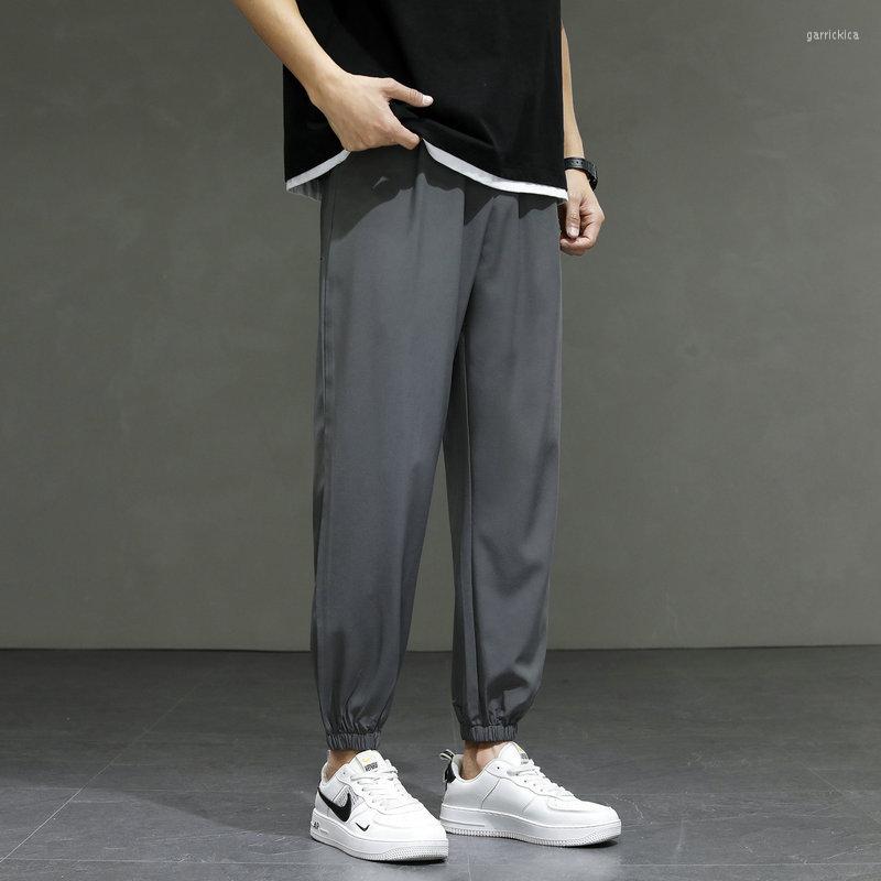 

Men's Pants Men Clothing 2023 Summer Korean Loose Thin Section Solid Color Fashion Casual Iron-free Leggings Sports Nine-point, Black