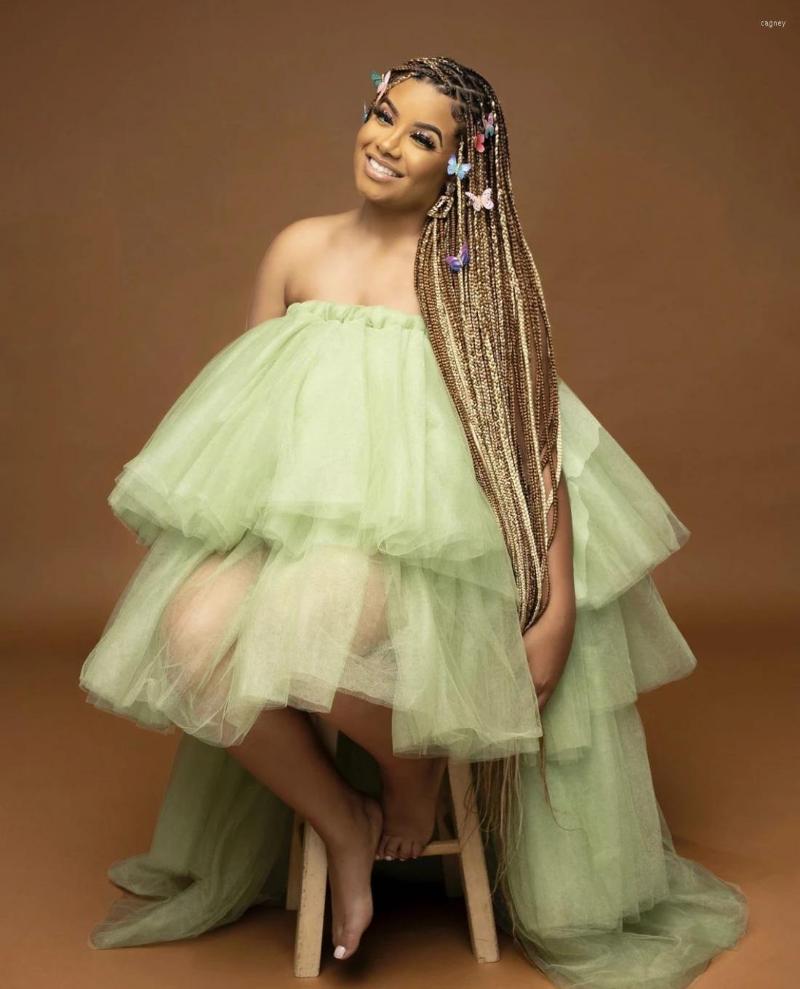 

Party Dresses Soft Ruffled Fluffy Multi-Layered Tulle For Birthday Poshoot Bridal Shower Pre-wedding Mother And Child Costume, Green
