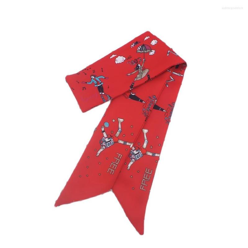 

Scarves 95cm 5cm Horse Dancer Printed Small Scarf Women Silk Headband Long Hijab Tie Bag Accessories Ribbons