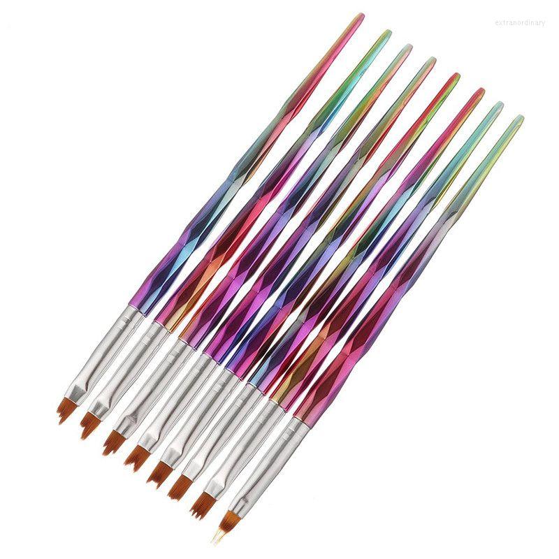 

Nail Art Kits Brush Kit Manicure Tool Acrylic Gradient Painting Pen 8 Pcs Colorful Rainbow Handle