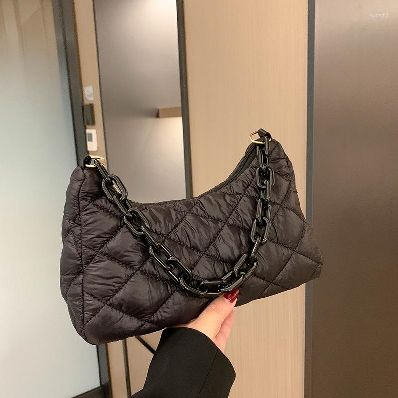 

Evening Bags Luxury Designer Handbag Women's Bag 2023 Trendy Cotton Chain Rhombic Shoulder Underarm Messenger, Black