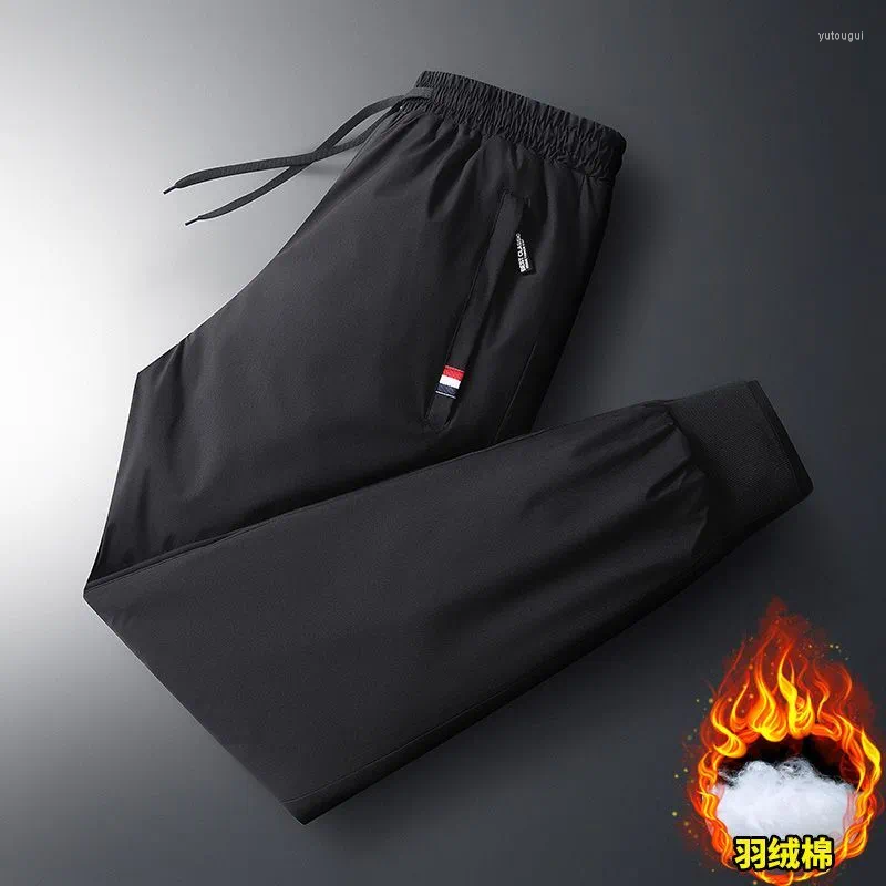 

Men's Pants TPJB Men's Casual Cotton-padded Trousers Men Solid Thick Warm Water Proof Comfortable Black Cargo Pant Joggers Plus Si, Straight leg grey