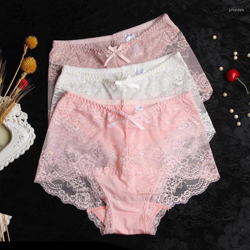 

Women's Panties Women Modal Transparent Sexy Lace Underwear Plump Lady 3XL Large Size Hollow Seamless High-Rise Soft Big Briefs, White