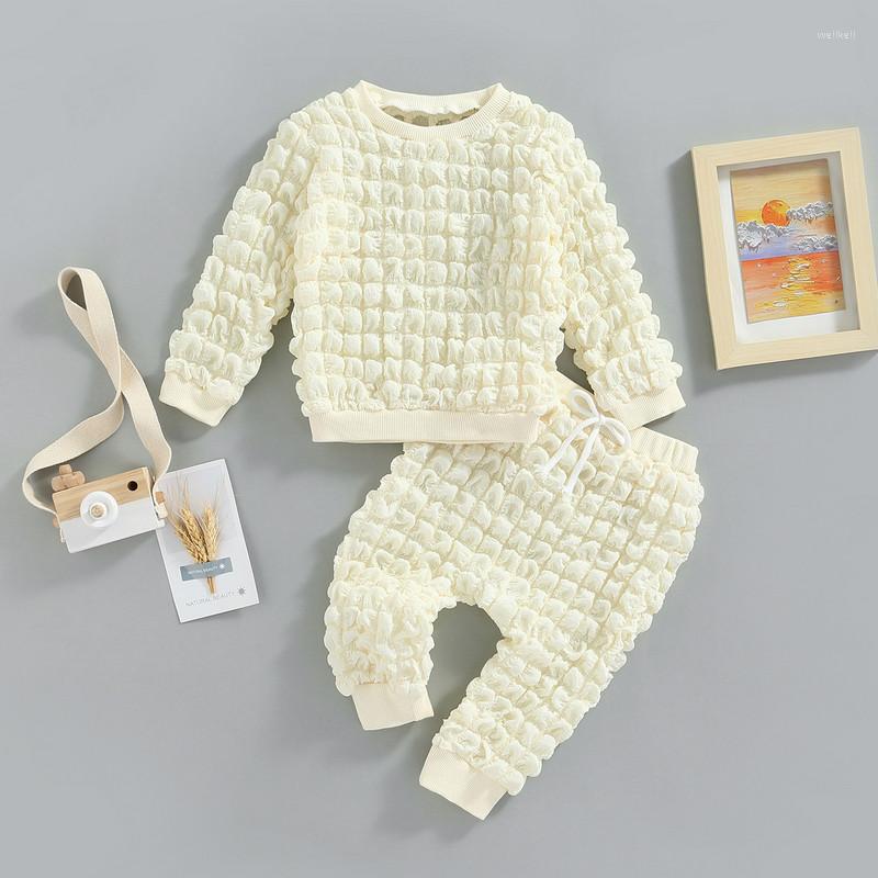 

Clothing Sets Born 2Pcs Baby Girl Boy Clothes Fall Winter Pant Set Outfit Textured Crew Neck Long Sleeve Tops Casual Pants For Toddlers