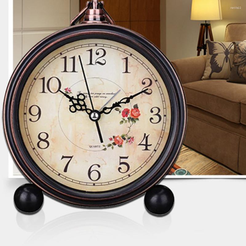 

Running Shorts Clock Alarm Table Bedside Clocks Desk Light Vintage Night Rustic Travel Portable Silent Desktop Iron Farmhouse Decoration, As shown