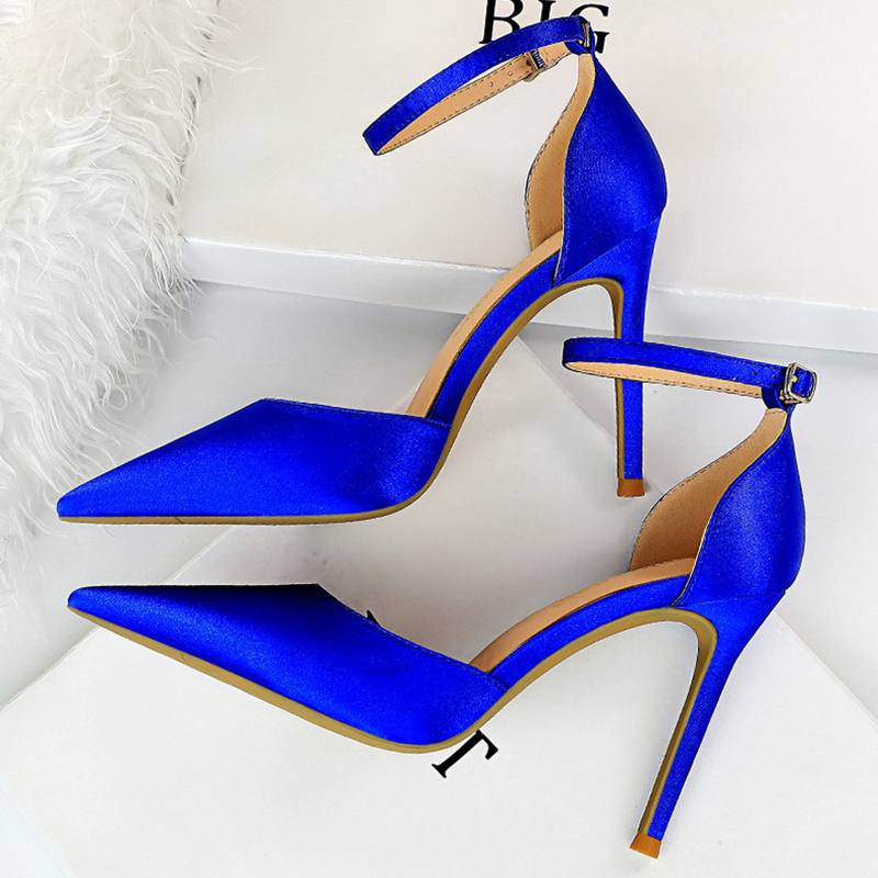 

Dress Shoes Bigtree Shoes Women High Heels 10cm Sexy Sandals Wedding Bridal Shoes Silk Glitter Heels Fetish Stiletto Woman Pumps Blue 34-43 230203, Silver