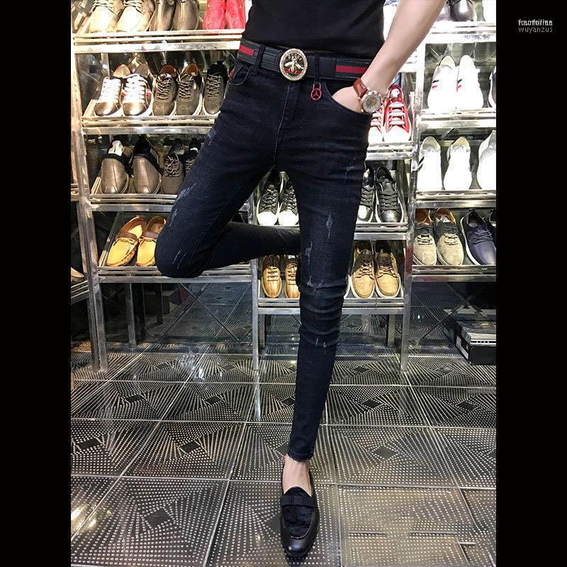 

Men's Jeans 2023 Fashion Skinny Men Teenagers Students Cowboy Slim Black Shaved Trend Social Pants Pantalon Homme Denim Jean Naom22