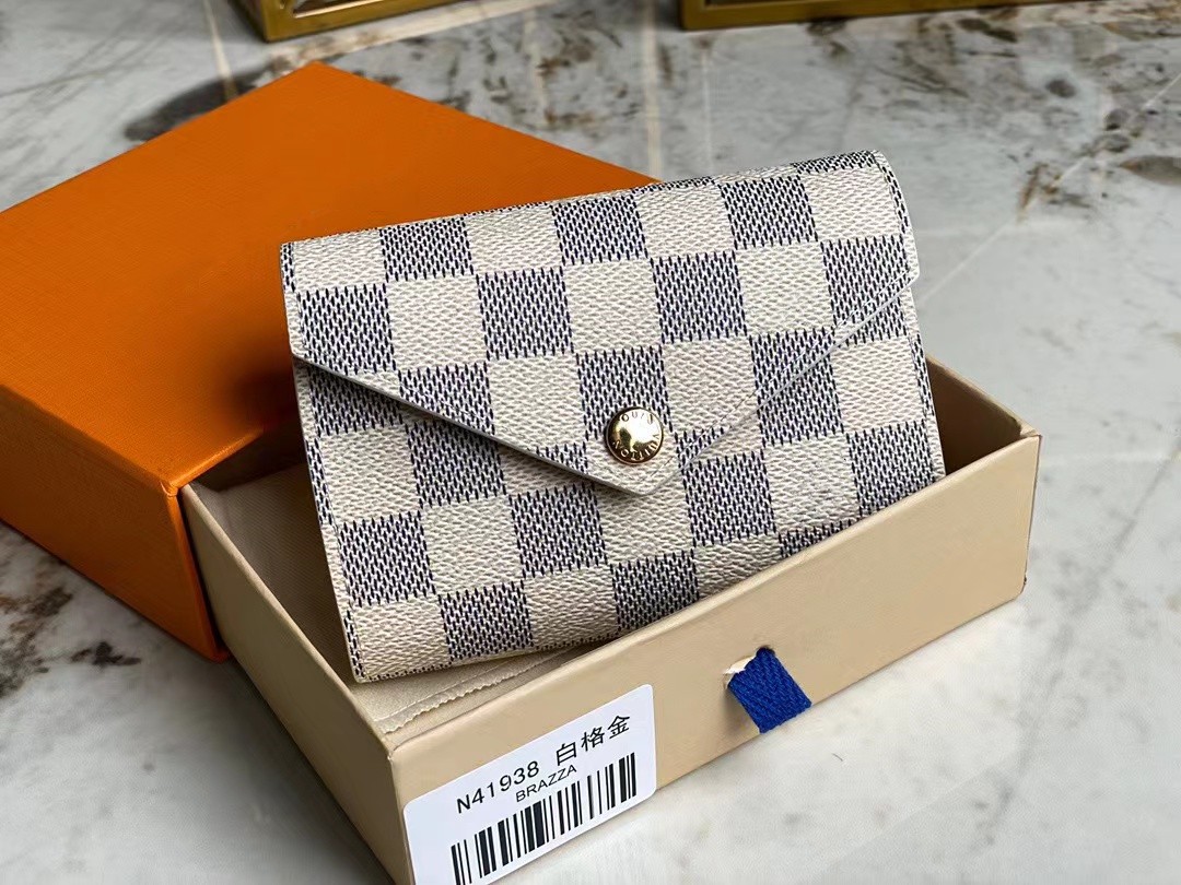 

Wallets M41938 wallet Women's luxury short fold-over wallet Zip pocket white square