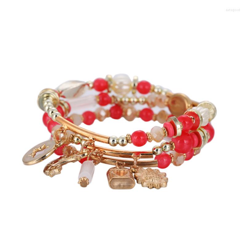 

Strand Multi Color Bracelet Women Jewelry 2023 Fashion Colorful Crystal Stars Moon Elastic Bangle Acrylic Beads Charm Pendant Cute