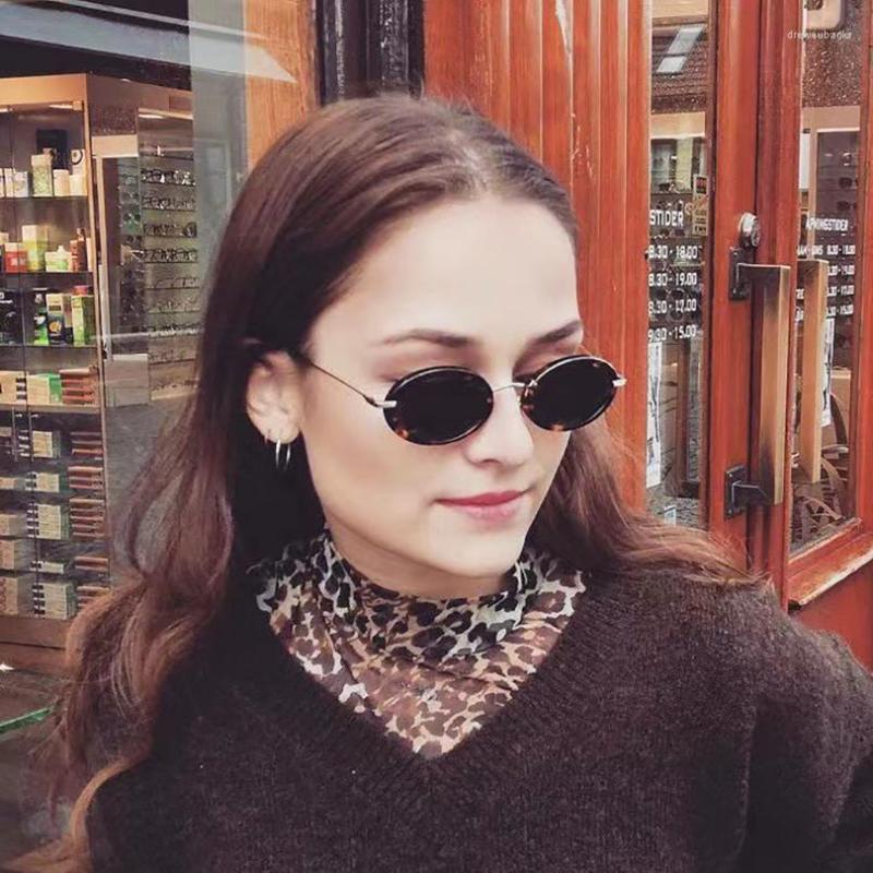 

Sunglasses Acetate Round Women Fashion Small Oval Sunglasse Metal Temples