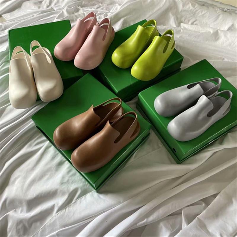 

Sandals Woman Shoes Rain Boots Women Flats Big Size Ladies Slippers Round Toe Strap Jelly For Female Flat, As show