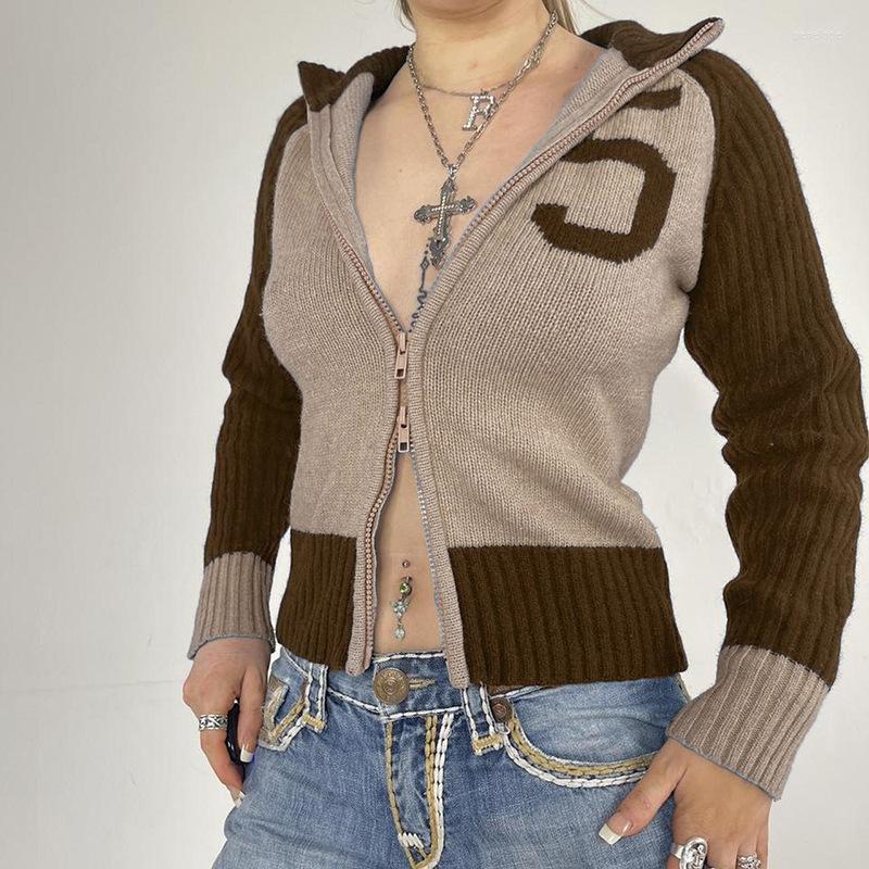 

Women' Knits Retro Zipper Sweaters Cardigan For Women Knit Coats Korean Fashion Cardigans, Brown