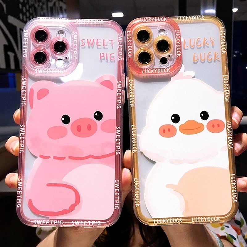 

New cases Cartoon Animal Transparent Phone Case For iPhone 11 12 13 14 Pro Max XS X XR Max 7 8 Plus SE Cute Bumper Back Cover