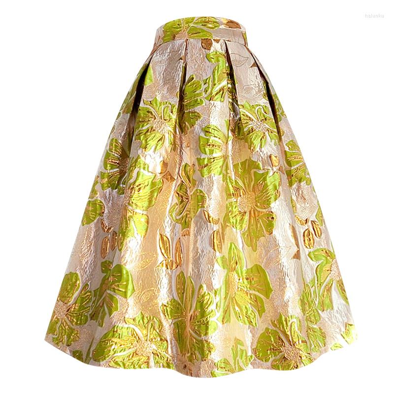 

Skirts Spring 2023 Retro Jacquard Embroidered Ball Gown Women High Waist Party Umbrella, Red