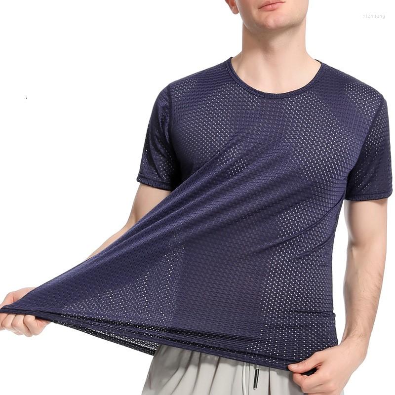 

Men's T Shirts Men's Solid Mesh Breathable Fishnet Shirt Stretchable Tshirt Ice Silk Sport 2023 Sexy Short Sleeve 4XL O Neck 5 Colors, White