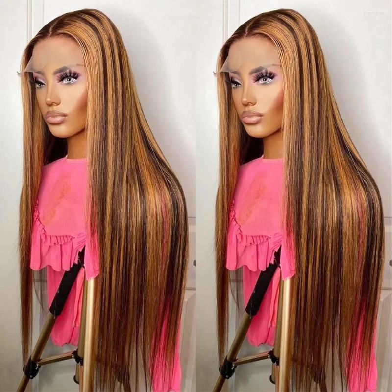 

Highlight Ombre Lace Frontal Wig 30 32Inch 150% Straight Human Hair Wigs 4/27 Colored Brazilian Bone For Women, 13x4 lace wig