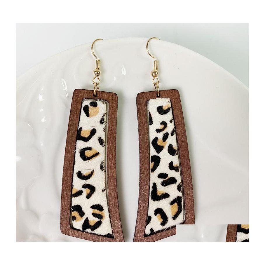 

Charm Genuine Leather Earrings For Women Horse Hair Geometric Symmetry Leopard Texture Jewelry Party Gift Wholesale Drop Delivery Ot04S