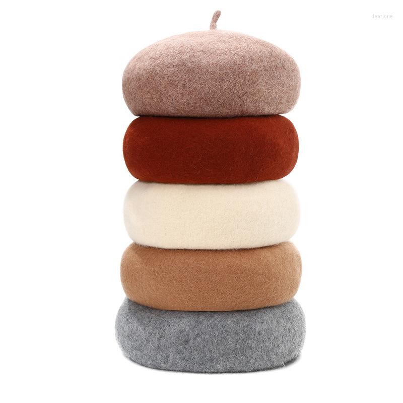 

Hats Beret Female Autumn Winter Wool Tweed Fashion Warm Bud Hat Korean Version Simple Painter Trend, Black