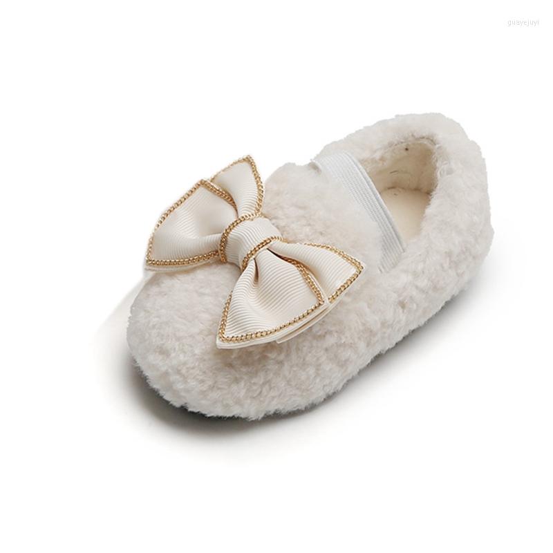 

First Walkers 12-15.5cm Brand Warm Winter Flats Shoes For Toddler Girls -3Y Kids' Moccasin House Shoe Indoor Outdoor Soft Protection, Black