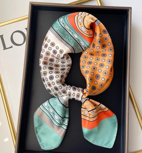 

20style 70-70cm Print Floral Silk Scarf Women Fashion Long Handle Bag Scarves Gradient Paris Shoulder Tote Luggage Ribbon Head Wrap
