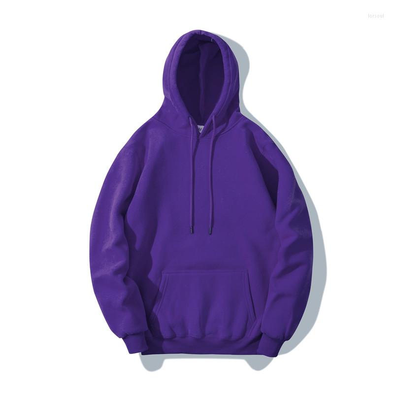 

Men's Hoodies Fashion Purple Men Hoodie Hip Hop Streetwear Casual Sweatshirts Elasticity Solid Color Fleece Thick Warm Threaded Cuffs