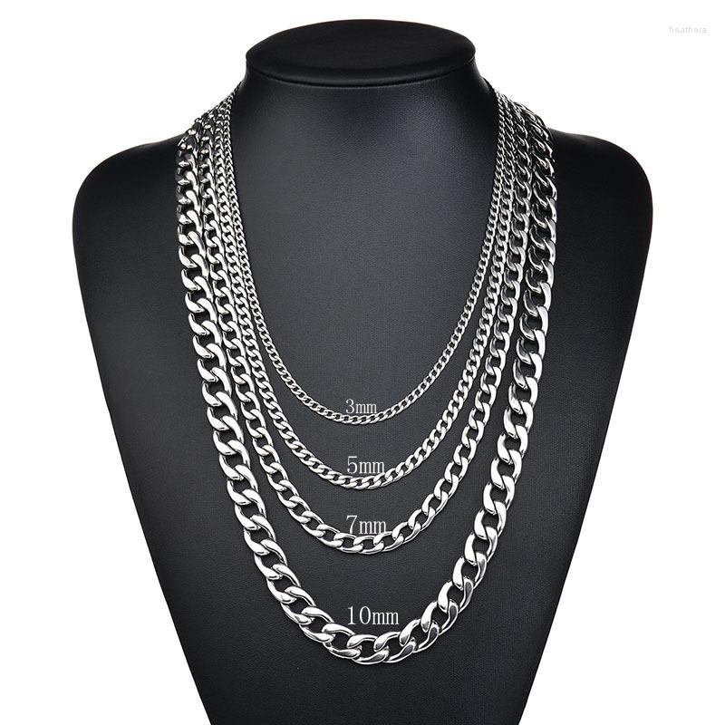 

Choker 3/5/7/10mm Men's Necklace Stainless Steel Cuban Link Chain For Men Women Basic Punk Chokers Jewelry Rock Accessories