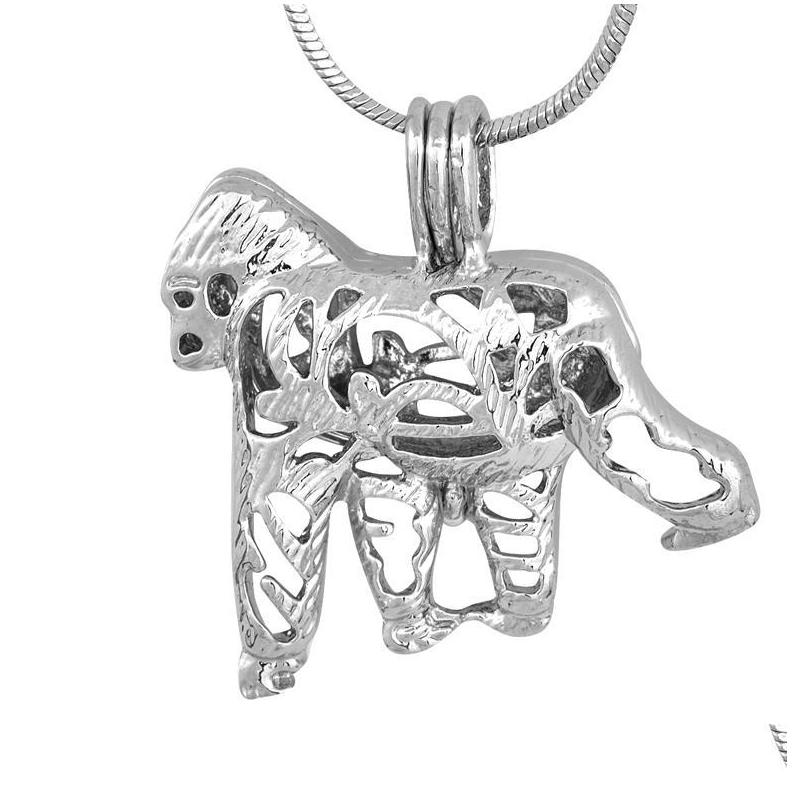 

Pendant Necklaces Chimpanzee Cage Pendants Animal Shape Pearl Gem Beads Lockets Fantastic Sliver P91 Drop Delivery Jewelry Dhdab