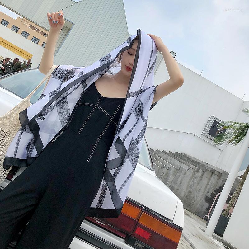 

Scarves Summer Fashion Sunscreen Lace Shawl Female Outside Holiday Silk Scarf Beach Towel Multi-function Long Wild