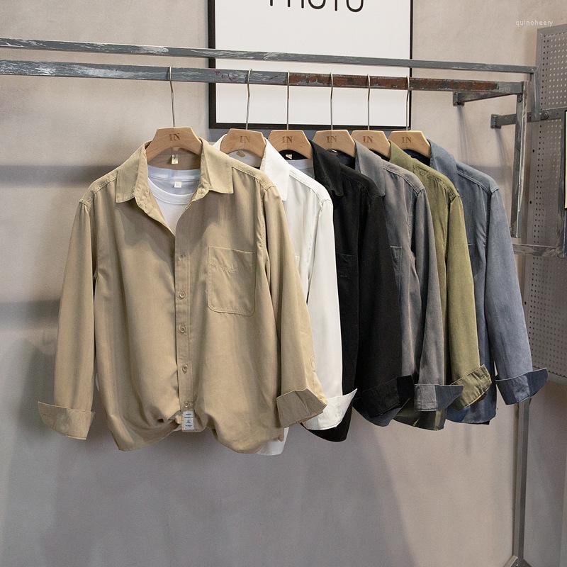 

Men's Casual Shirts Multicolor Simple For Men Korean Style Loose Square Collar Handsome Boyfriend Couple Thin Cargo Coats BlouseMen's Quin22, 2101 black