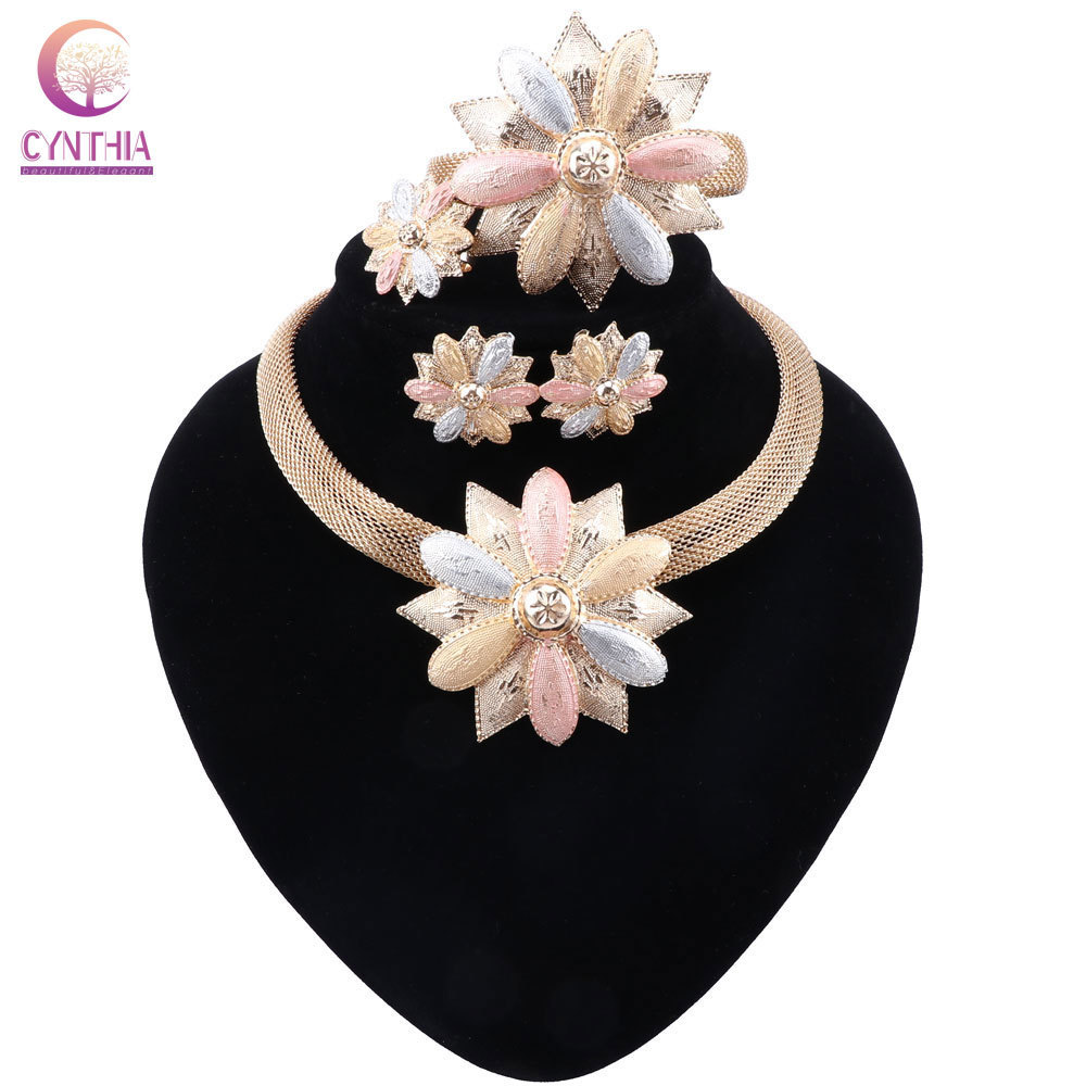 

Wedding Jewelry Sets CYNTHIA Fashion Charm African Bride Earrings Ring Classic Style Dubai Necklace Bracelet for Women 230203