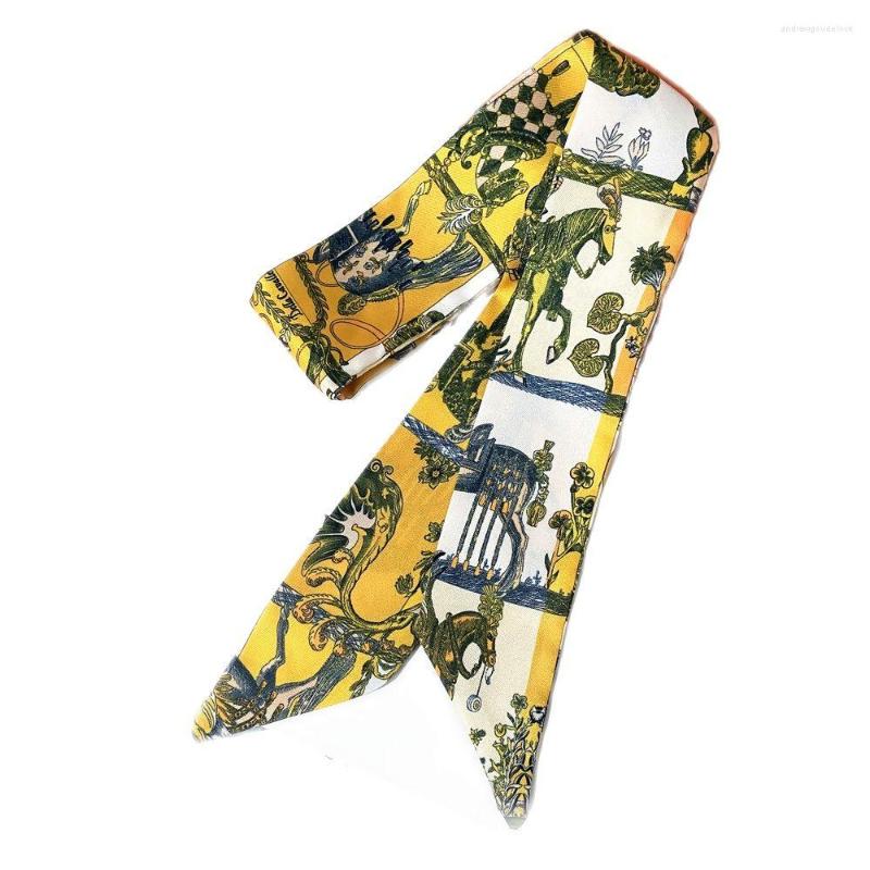 

Scarves Bag Strap Silk Scarf Women Tie Fashion Headband Long Small Accessories Ribbons Big Brand Elk Animal Printed Hijab
