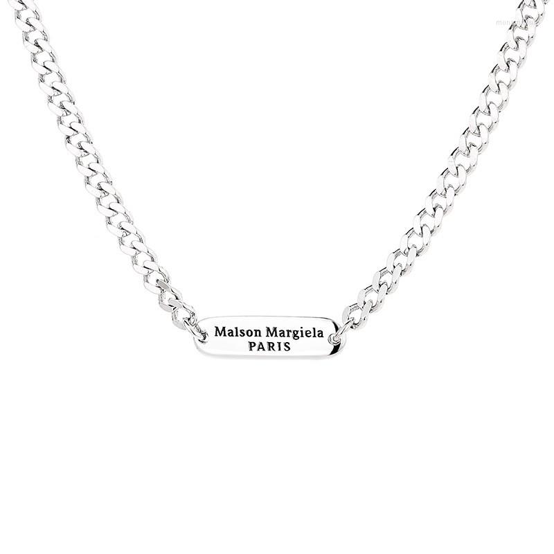 

Chains 427L ZFSILVER S925 Sterling Silver Fashion Trendy Simple Rectangle English Letter Necklace Women Wedding Charm Jewelry Match-all