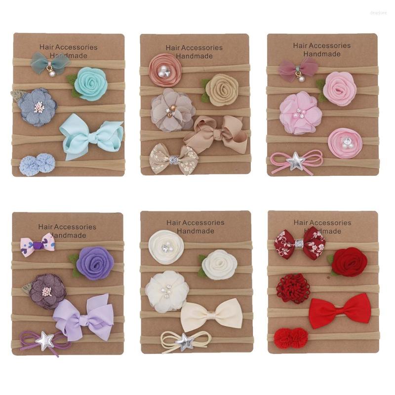

Hair Accessories 5Pcs/Set Nylon Elastic Band Kid Toddler Headband Baby For Girls Born Flower Bows Children, 09