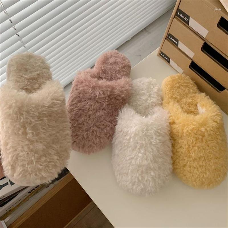 

Slippers 2023 Fashion Winter Home Plush Women Korea Women's Casual Warm For Shoes, Brown