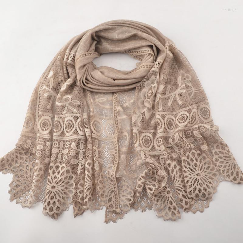 

Scarves 2023 Plain Polyester Hijab Tie Dye Scarf Head Wraps Flower Lace Muslim Floral Hollow Shawls Muffler