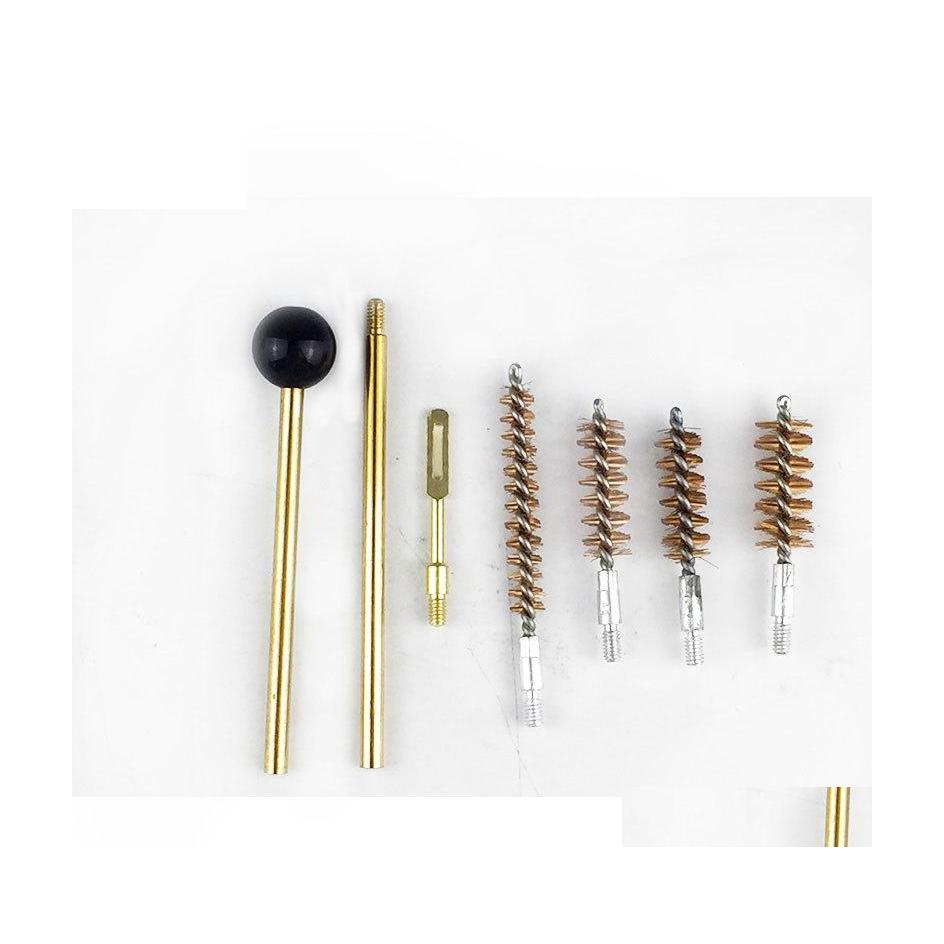 

Others Tactical Accessories Airsoft Ar 15 Cal.22/45/357/9Mm Pistol Hunting Gun Cleaning Kit 7Pcs For Drop Delivery Gear Dhsgm, As shown