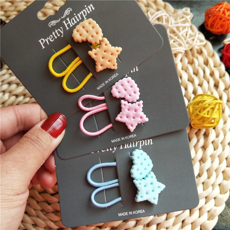 

Hair Accessories 2PCS Cute Cartoon Star Biscuits Princess Headwear Kids Elastic Bands Children Ropes Girls Baby Headdress, Pink