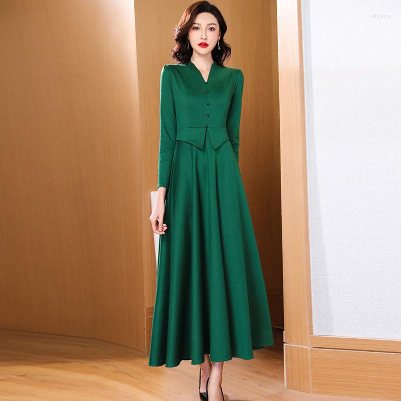 

Casual Dresses 2023 Temperament Suit V-neck Dress Fake Two Pieces Of Commuter Spring High Waist Pleated Club Solid Color K469, Heise
