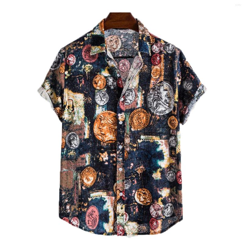 

Men's Casual Shirts For Men Long Sleeve 70s Style Short Men's Shirt Beach Cardigan Flower Hawaiian Small, As show