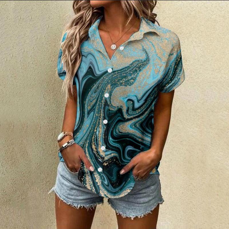 

Women' Blouses Long Sleeve Summer Tops For Women Fashion Womens Spring Flower Printed Short V Neck Inked Shirts, Green