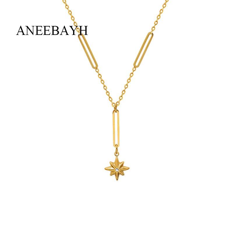 

Pendant Necklaces Vintage Crystal Star For Women Handmade 316L Stainless Steel Y Shape Link Chain Clavicle Jewelry