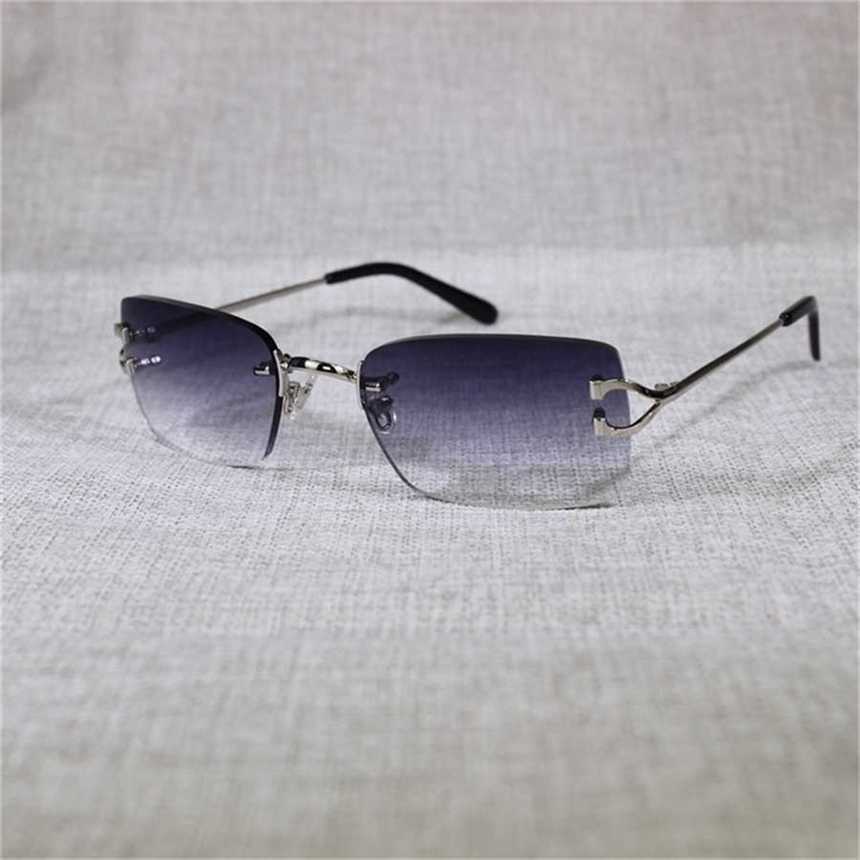 

28% OFF 2023 Vintage Rimless Men Metal Clear Frame Square Shades for Women Summer Club Oculos Eyewear