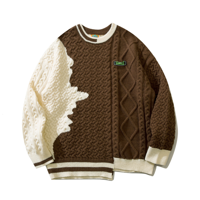 

Men's Sweaters Jaykoo Contrast Patchwork Jacquard WeavingIrregular Design Knit Sweater 230203, Black