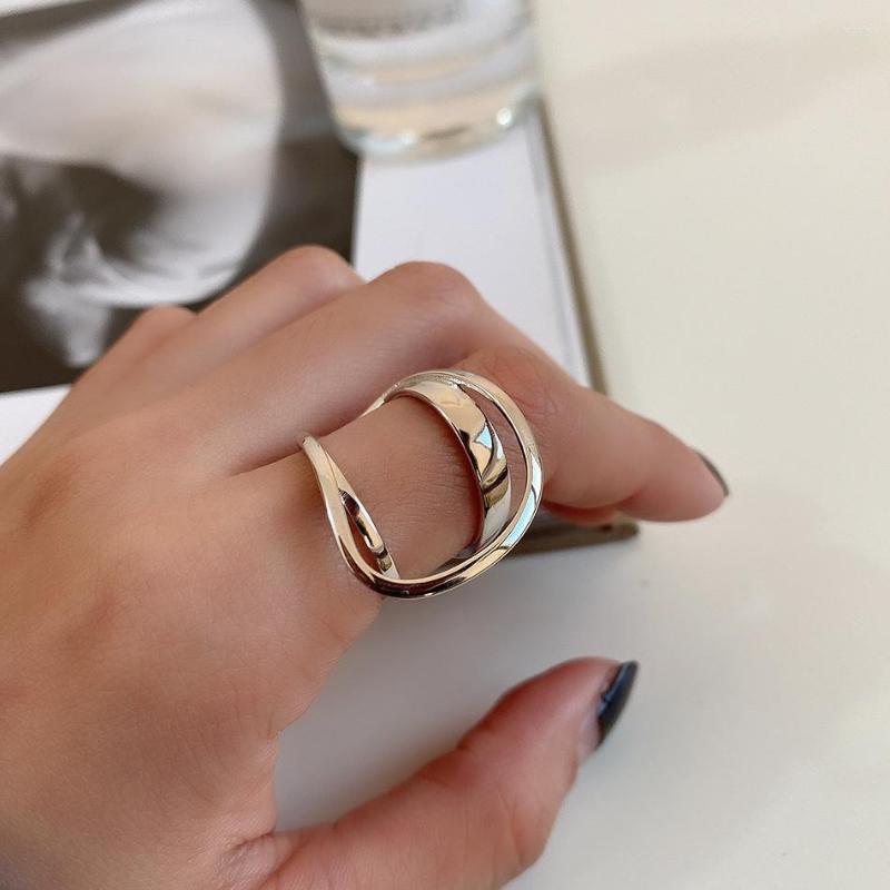 

Cluster Rings 2023 Cross-border Korea Double-layer 925 Sterling Silver Oval Ring Simple Luxury Punk 18k Gold-plated Wholesale Generation