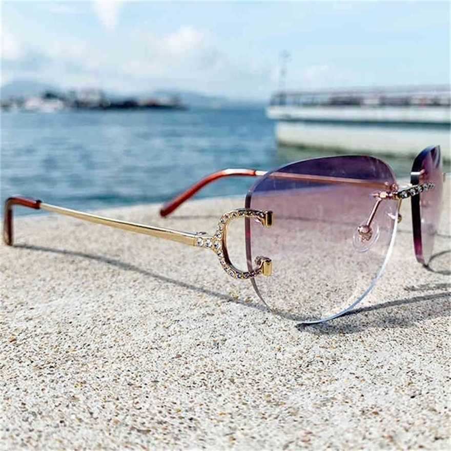 

32% OFF 2023 Rhinestones Men Rimless Ploit Big Carters Eyewear Hiphop Shades Summer Wire Lentes Sol