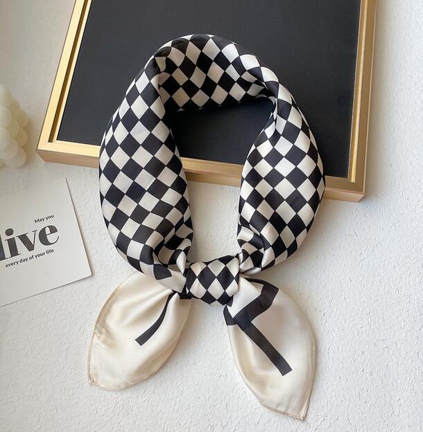 

4color 70-70cm Print Floral Silk Scarf Women Fashion Long Handle Bag Scarves Stripe Check Paris Shoulder Tote Luggage Ribbon Head Wrap