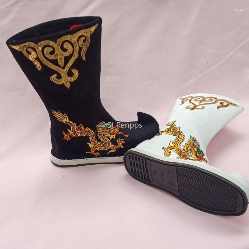 

Boots Costume Cocked Dance Hanfu Inner Increase Men And Women Chinese Style Soap Bow Shoes Wedding Pography, Black