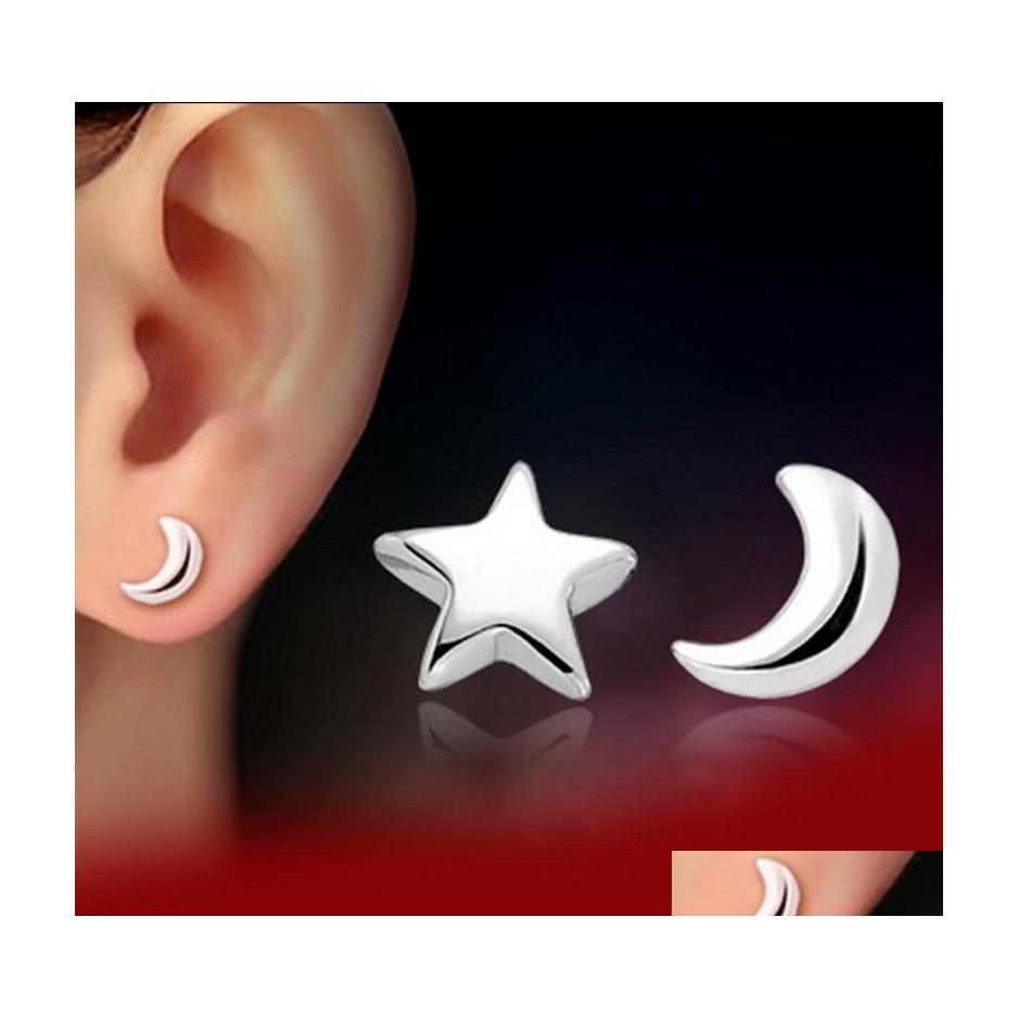 

Stud Earrings Beautifly Fashion Accessories 1 Pair 925 Sier Plated Moon Star Luckyhat Drop Delivery Jewelry Dhji8