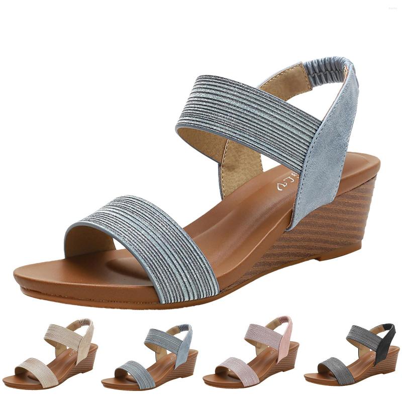 

Sandals Women's Summer Large Wedge Heel Fashion Roman Fairy Report For Women, Black